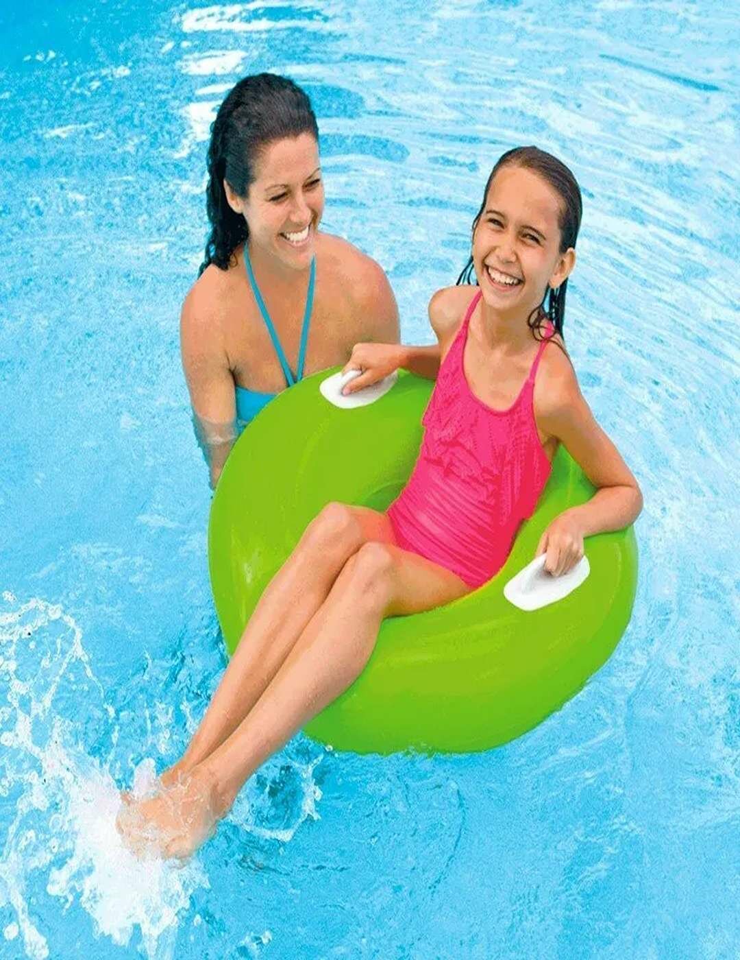 Intex Круг надувной Глянец с ручками зеленый (91 см) от 9 лет