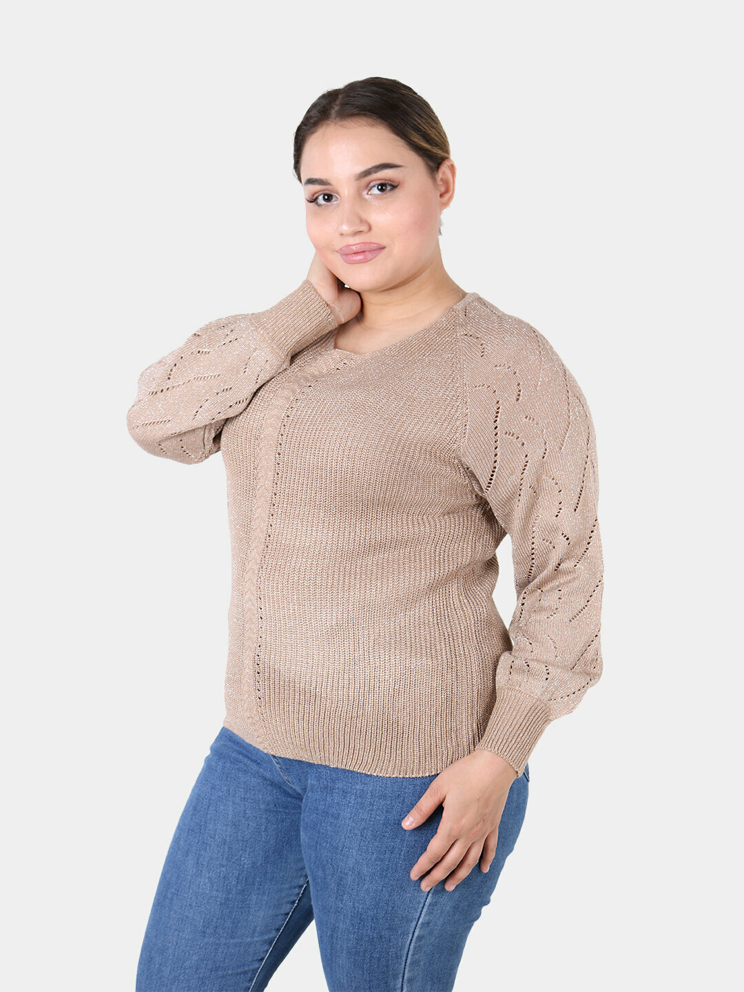 Свитер размер One Size, , бежевый меланж — фото 1