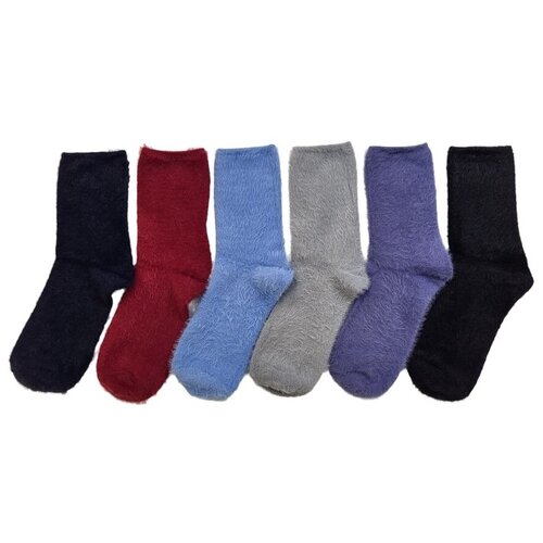 фото Комплект термо носков turkan разноцветные из норковой шерсти, 6 пар, размер 37-41