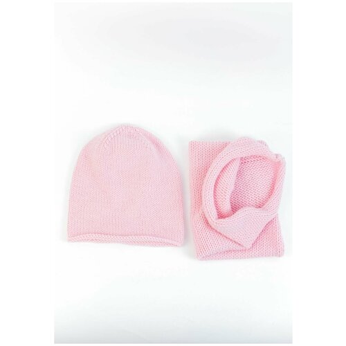 Комплект женский шапка и снуд розовый / Стильные вязаные шапки для женщин / Шапки Carolon