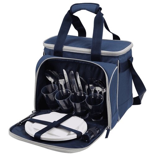 фото Арктика сумка-холодильник с набором посуды, 4 персоны 14 л синий