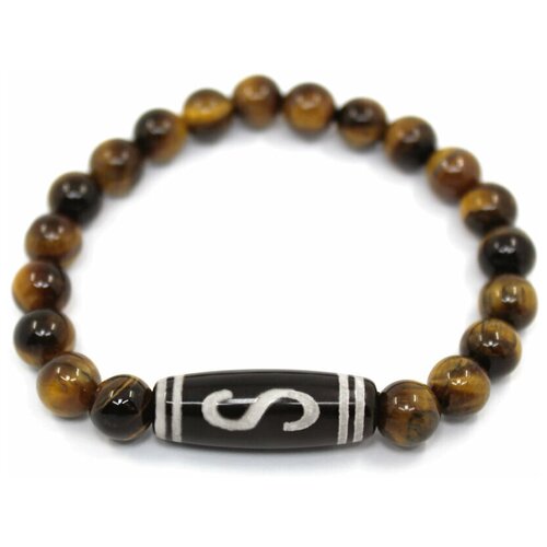фото Handinsilver ( посеребриручку ) браслет из глянцевого камня тигровый глаз 8мм с денежной бусиной дзи
