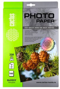 Фотобумага Cactus CS-GA6230100 10x15 230г/м2 100л, белый