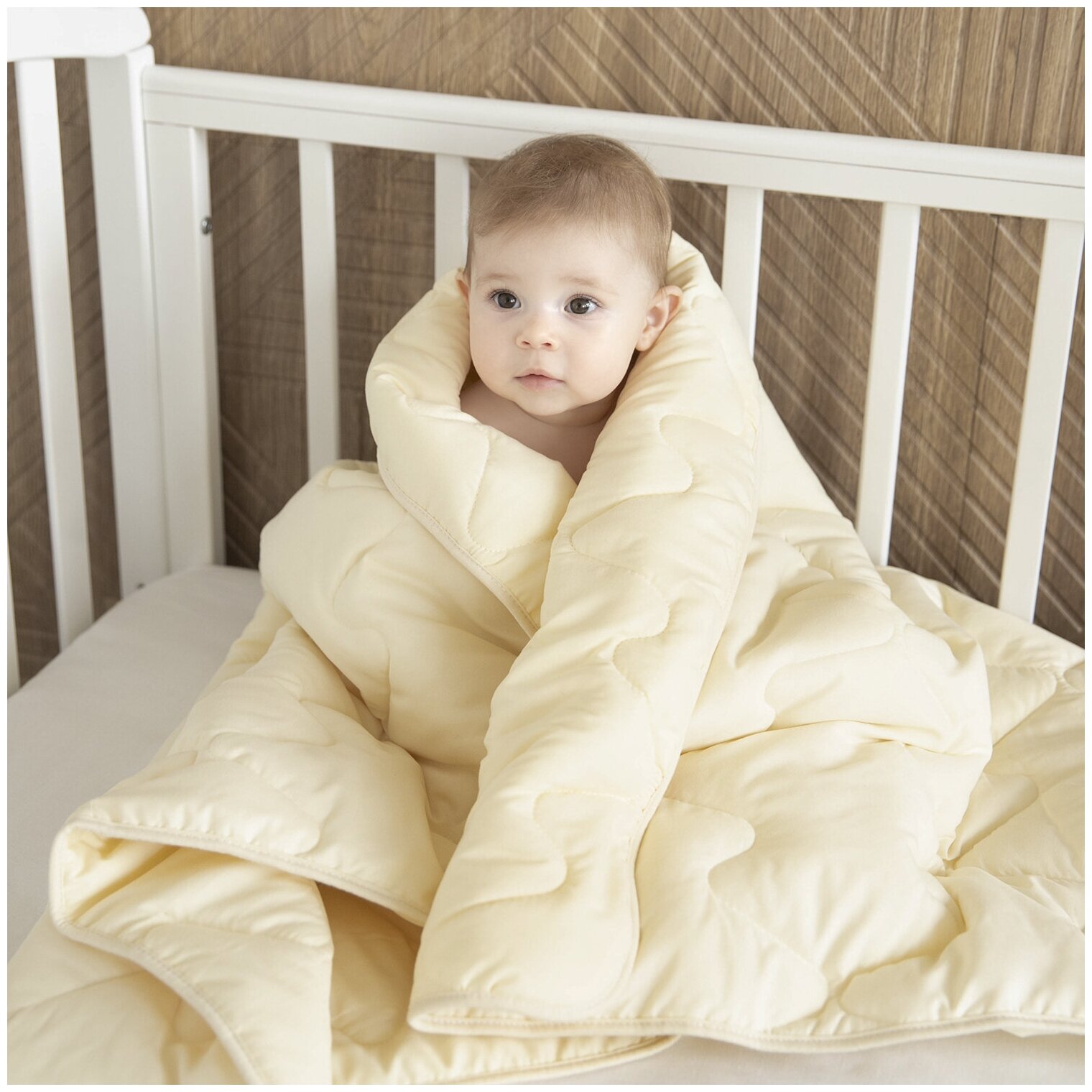 Детское одеяло теплое для новорожденных 105х140 кашемировое волокно (200гр.) стеганое, всесезонное