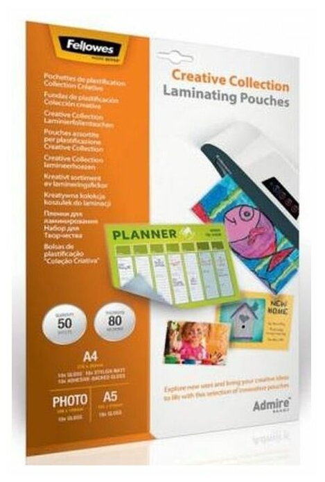 фото Fellowes Набор 5 пленок для ламинирования Creative Collection Fellowes Admire, 80 мкм, 5x10 шт.