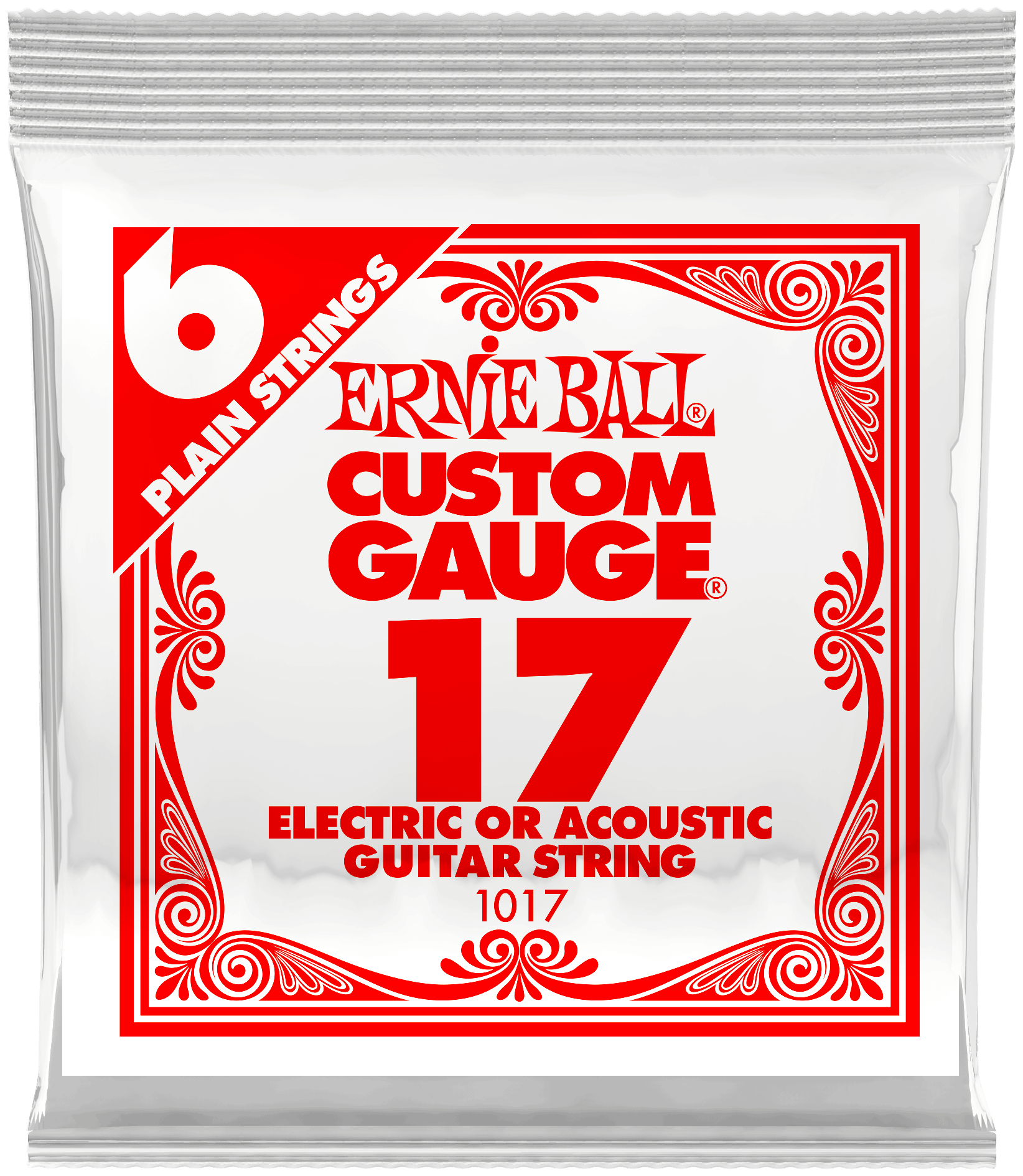 Струна одиночная для акустической и электрогитары ERNIE BALL 1017 Plain Steel .017