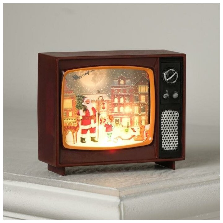 Светодиодная фигура «Телевизор с Дедом Морозом» 10 × 8 × 4 см пластик батарейки CR2032х2 свечение мульти (RGB)