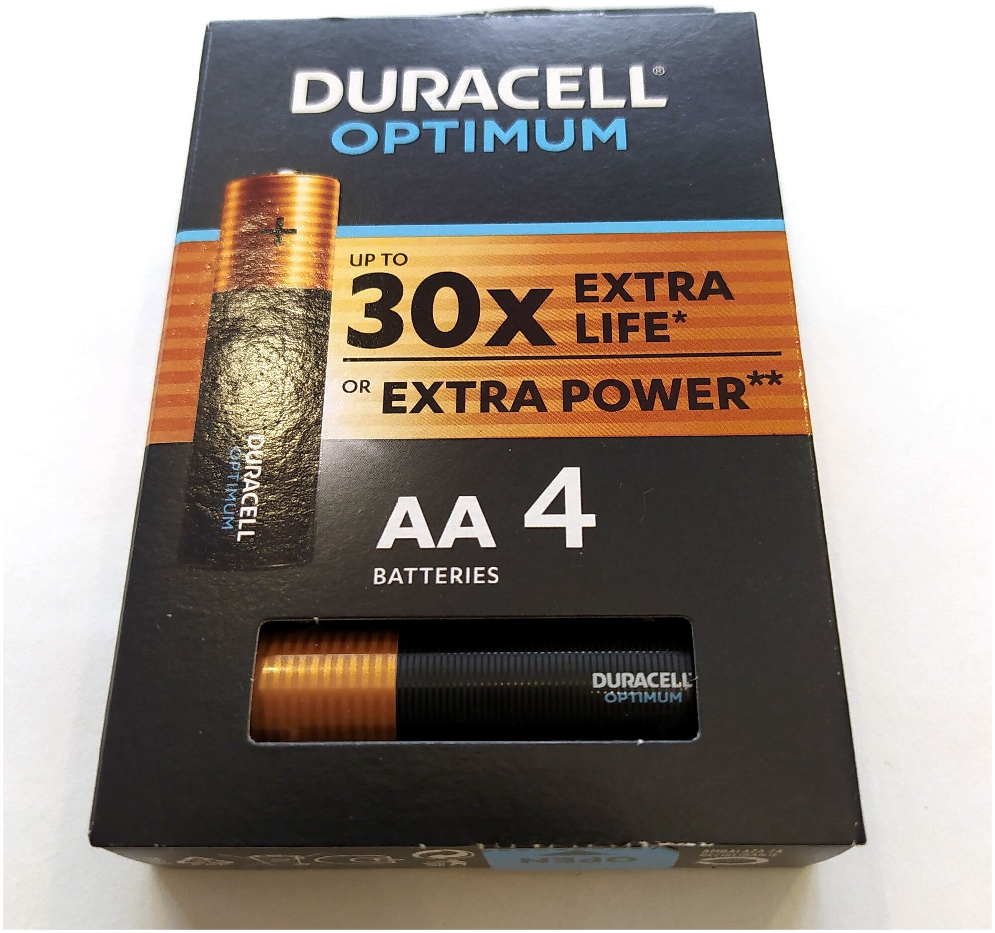 Батарейки Duracell 5014061 Аа Алкалиновые 1,5V 4 Шт. Lr6-4Bl Optimum DURACELL арт. Б0056020 - фотография № 1