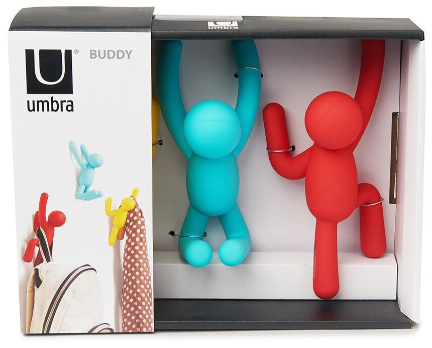 Вешалки-крючки UMBRA Buddy 3 шт., разноцветные яркие - фотография № 12