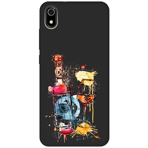 Матовый Soft Touch силиконовый чехол на Xiaomi Redmi 7A, Сяоми Редми 7А с 3D принтом Aquarelle Wine черный матовый soft touch силиконовый чехол на xiaomi redmi 3 pro сяоми редми 3 про с 3d принтом aquarelle wine черный