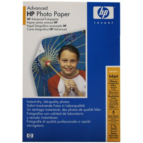 Фотобумага HP Advanced Glossy 10x15 см без полей, улучшенная глянцевая, 250 г/м2, 25 листов (Q8691A)