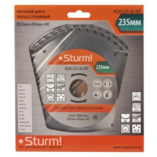 диск пильный sturm 9020 235 30 24t Диск пильный (235х30 мм; Z48) Sturm 9020-235-30-48T 16012977