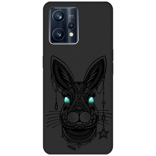 Матовый Soft Touch силиконовый чехол на Realme 9 Pro+, Рилми 9 Про+ с 3D принтом Grand Rabbit черный матовый soft touch силиконовый чехол на realme 9 рилми 9 с 3d принтом grand wolf черный