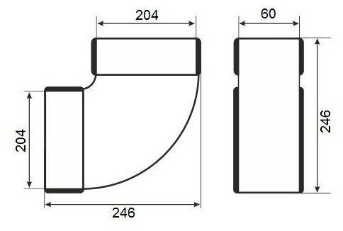 Колено 620КГП, горизонтальное 90° для прямоугольных воздуховодов 60х204 - фотография № 4