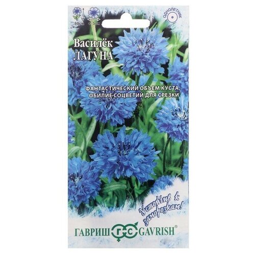 Семена цветов Василек Гавриш Лагуна, синий, 0,2 г 12 упаковок гавриш василек волна синий н20 по 0 2 г