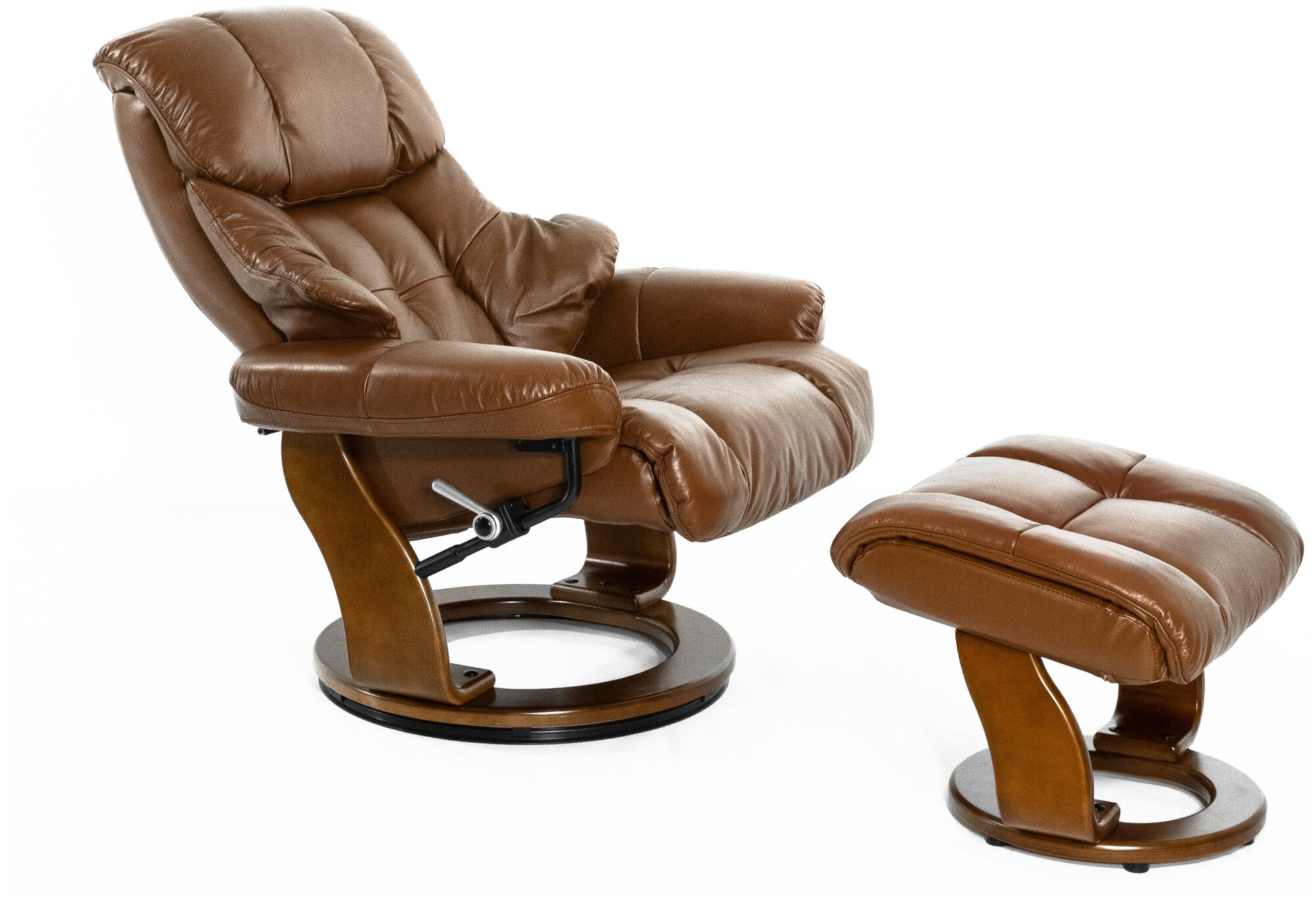 Кресло-реклайнер Falto Relax LUX 7438W, натуральная кожа, цвет коричневый - фотография № 8