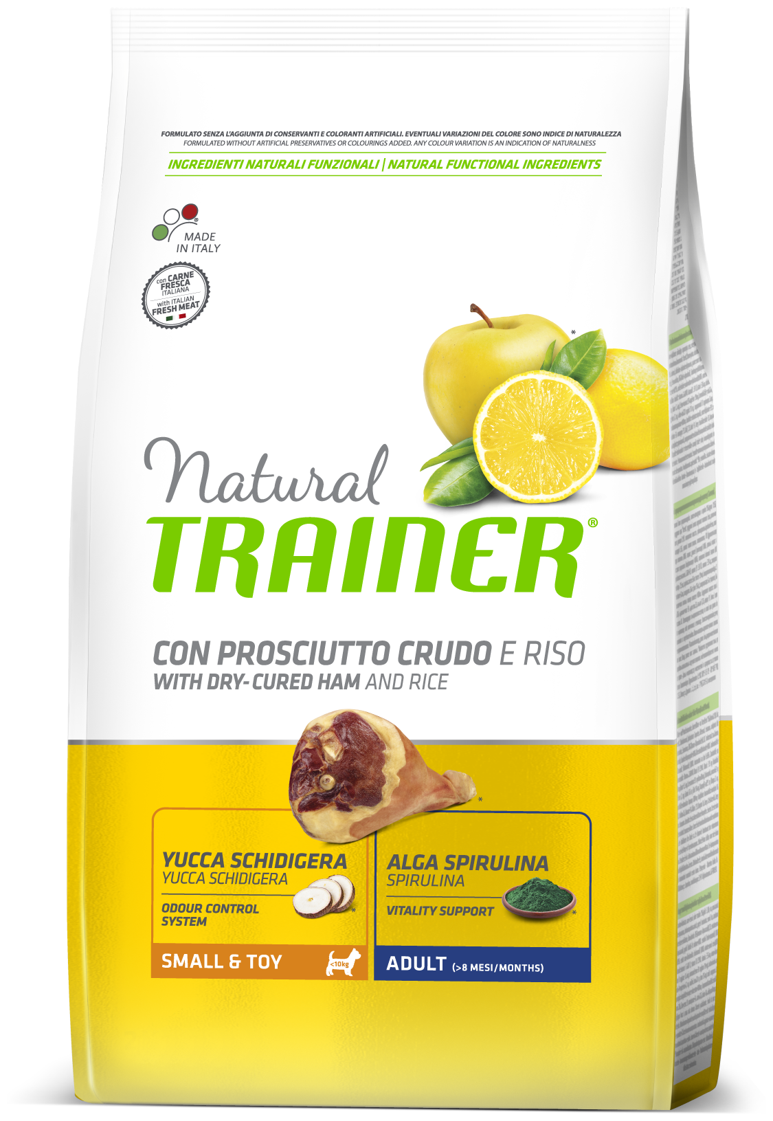 Сухой корм для собак мелких и миниатюрных пород Trainer Natural Dog, сыровяленой ветчиной с рисом 2 кг