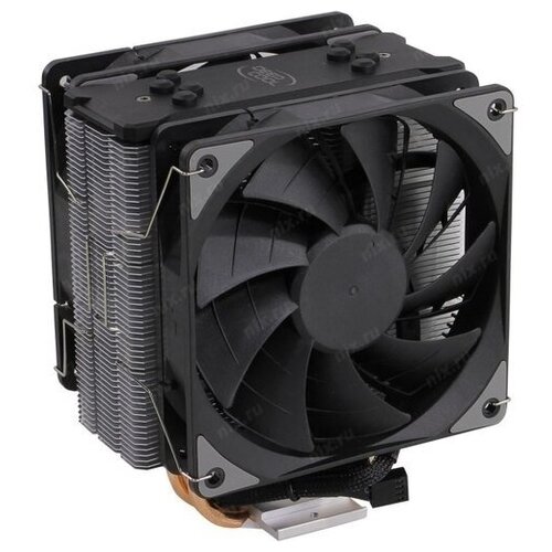 Кулер DEEPCOOL GAMMAXX 400 EX LGA1366/115X/AM4/AM3/+/AM2/+/FM2/+/FM1 (12шт/кор, TDP 180Вт, PWM, DUAL Fan 120mm, 4 тепл. трубки прямого контакта ) RET кулер deepcool gammaxx 400 v2 blue lga1366 115x am4 am3 am2 fm2 fm1 20шт кор tdp 180вт pwm blue led fan 120mm 4 тепл трубки прямого контак