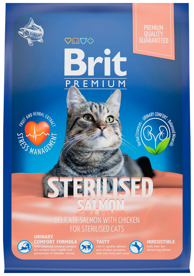 Сухой корм премиум класса Brit Premium Cat Sterilized Salmon & Chicken с лососем и курицей для взрослых Стерилизованых кошек 0,4 кг - фотография № 13