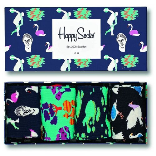 Носки Happy Socks, 4 пары, размер 36-40, мультиколор носки happy socks размер 41 46 черный