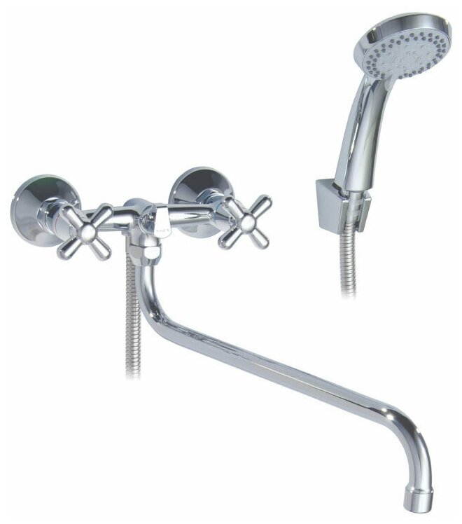 Смеситель EXTRA для ванны, 2-ручк, длинный излив, хром, SWES (Россия), арт. 2XBES6