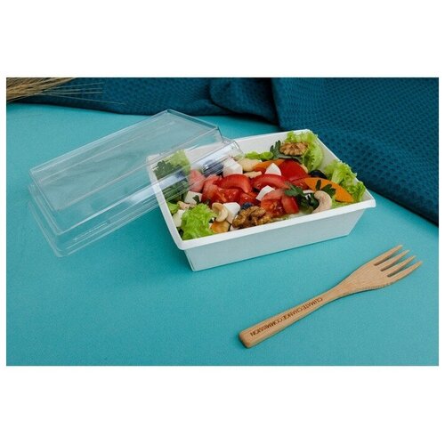 Салатник с купольной крышкой, белый, 16 х 12 х 6,5 см, 0,5 л