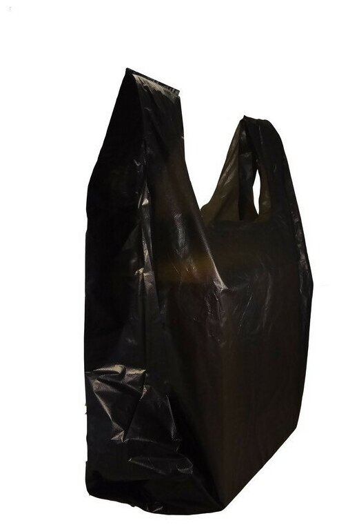 Пакет-майка усиленный ПНД, 40+18x70, черный, 30 мкм, 50 шт/уп, - фотография № 5