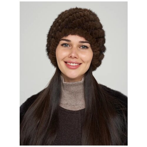 Шапка бини МехМаркет, размер 54-60, коричневый