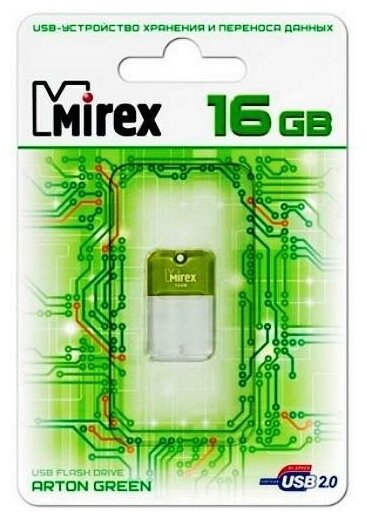 Флешка Mirex Arton Green 16 Гб usb 2.0 Flash Drive - зеленый