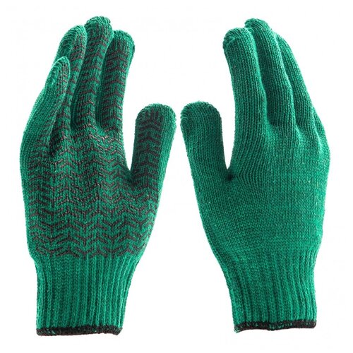 перчатки хб 7 класс гелевое пвх усиленные зеленые Перчатки трикотажные усиленные, гелевое ПВХ-покрытие, 7 класс, зеленые Россия Сибртех