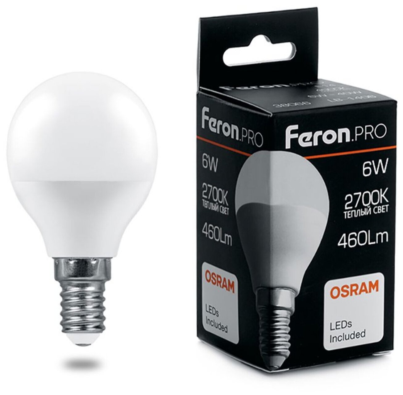 Лампа светодиодная Feron.PRO LB-1406 Шарик E14 6W 175-265V 2700K 38065