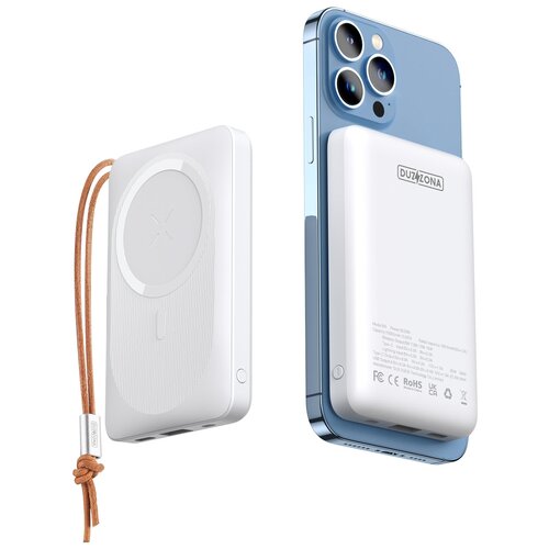Внешний аккумулятор DUZZONA с беспроводной зарядкой с функцией MagSafe W5 Series 10000 mAh белый 241200₽