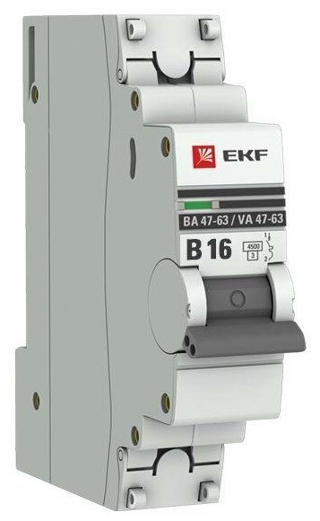 Выключатель автоматический модульный 1п B 16А 4.5кА ВА 47-63 PROxima EKF mcb4763-1-16B-pro (7шт. в упак.)