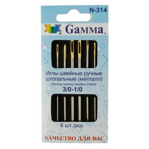 Gamma для штопки №3/0-1/0 N-314 в конверте с прозрачным дисплеем 6 шт. короткие иглы для шитья gamma ручные для штопки 3 0 1 0 6 шт в конверте короткие n 314