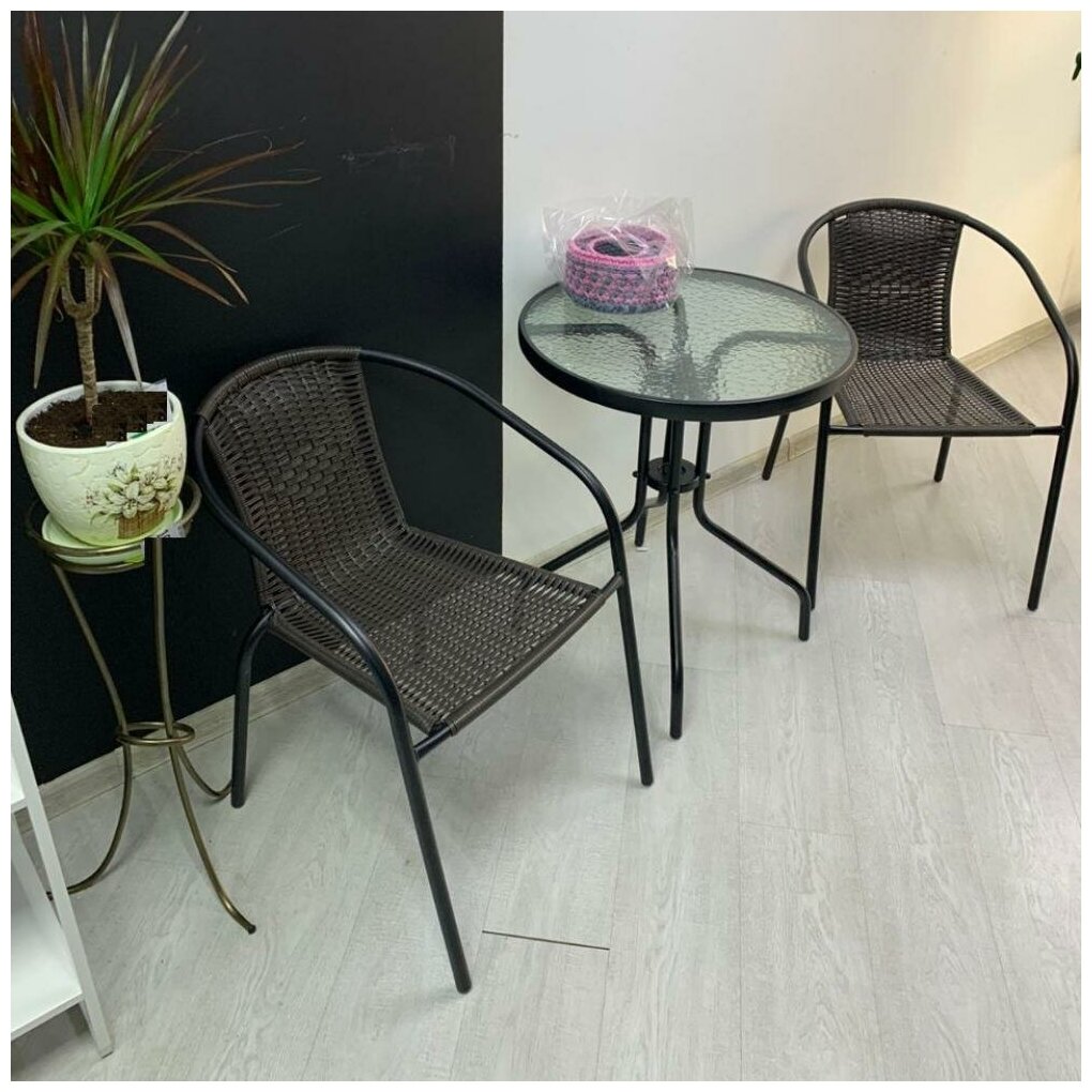 Комплект мебели Асоль-LR02 LRC-02/LRT-02-D60 Dark Brown (2+1) Afina - фотография № 2