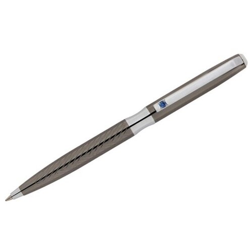 Ручка шариковая Delucci "Taglia" синяя, 1,0 мм, корпус цвет оружейный металл/серебро, с кристалл, подарочная упаковка
