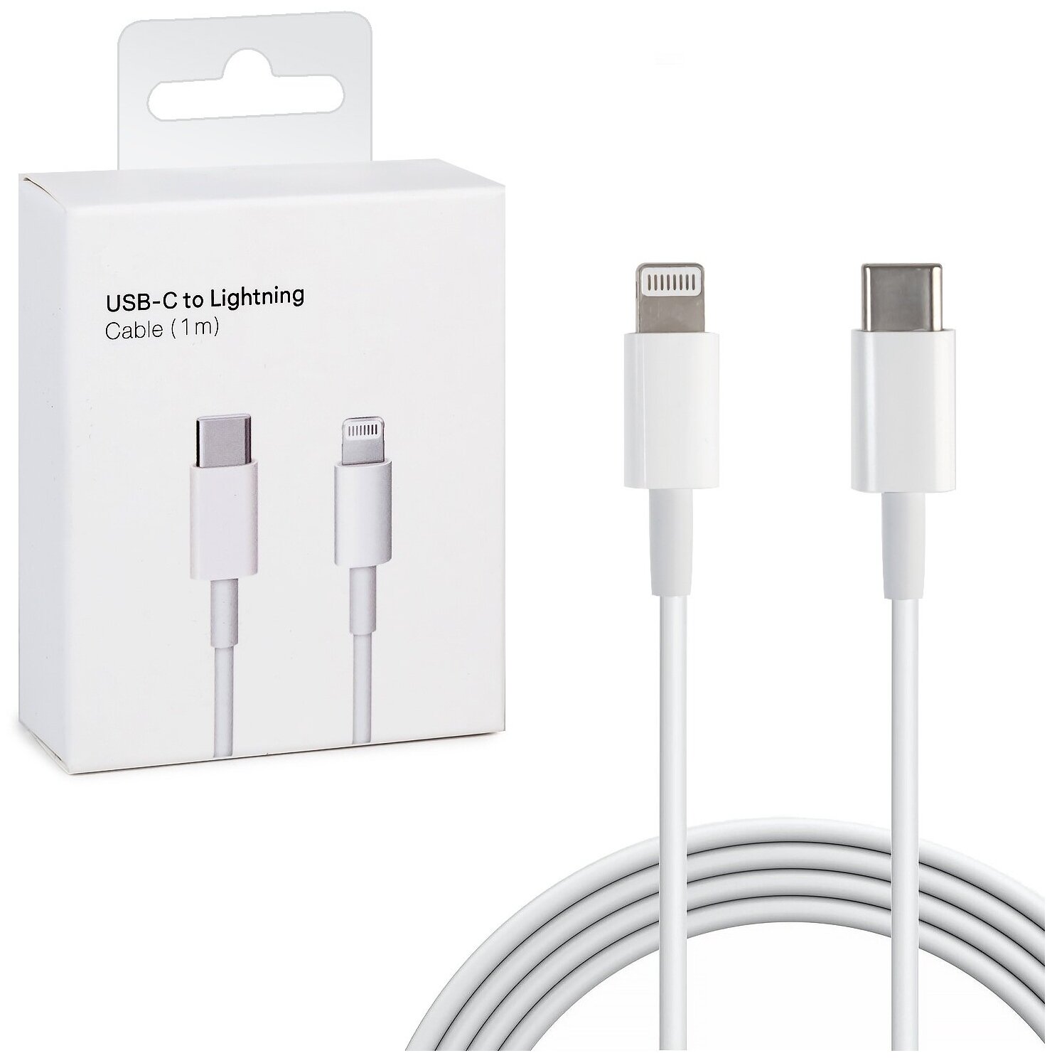 Кабель для быстрой зарядки Lightning Type-C для Apple Iphone / Ipad (techpack), 1 метр, в коробке, белый — фото 1