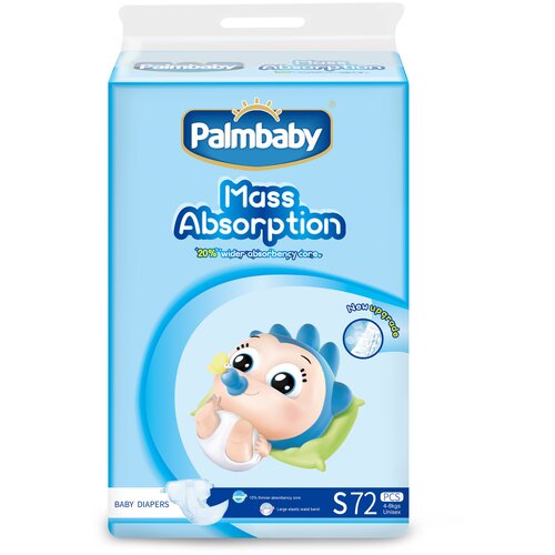 Palmbaby подгузники Традиционные S (3-7 кг), 72 шт., белый