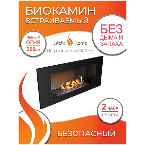 Биокамин встраиваемый Estetic Flame Etude 900 со стеклом