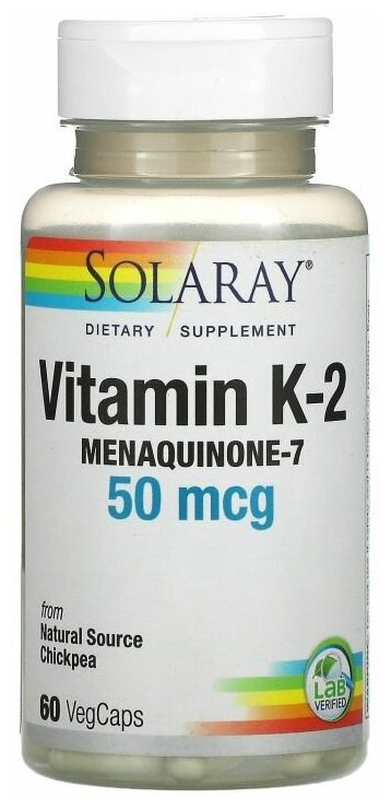 Solaray Vitamin K-2 MK-7 50mcg 60 vegcaps