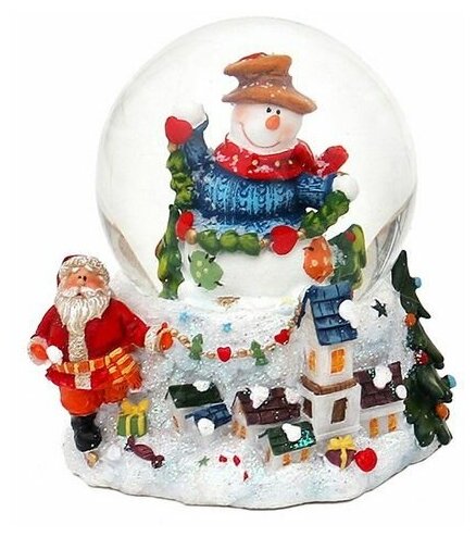 Sigro, Снежный шар вдохновенный снеговик В шляпе, 8х9 см 50-1611-шляпа