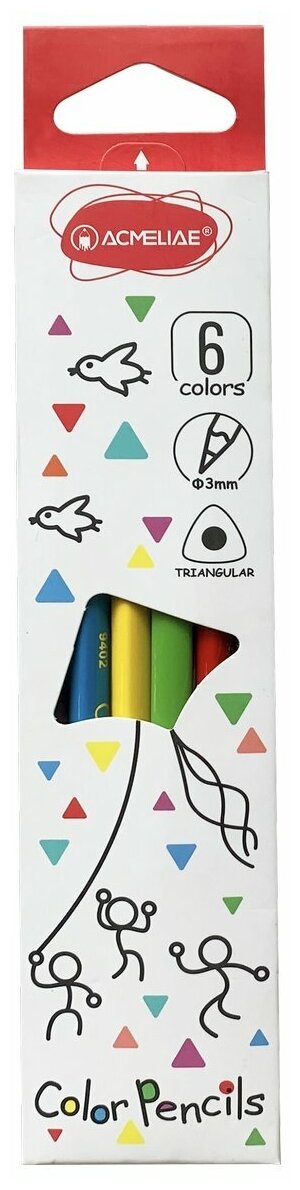 Цветные карандаши трехгранные для рисования ACMELIAE Color Pencils 6 цветов