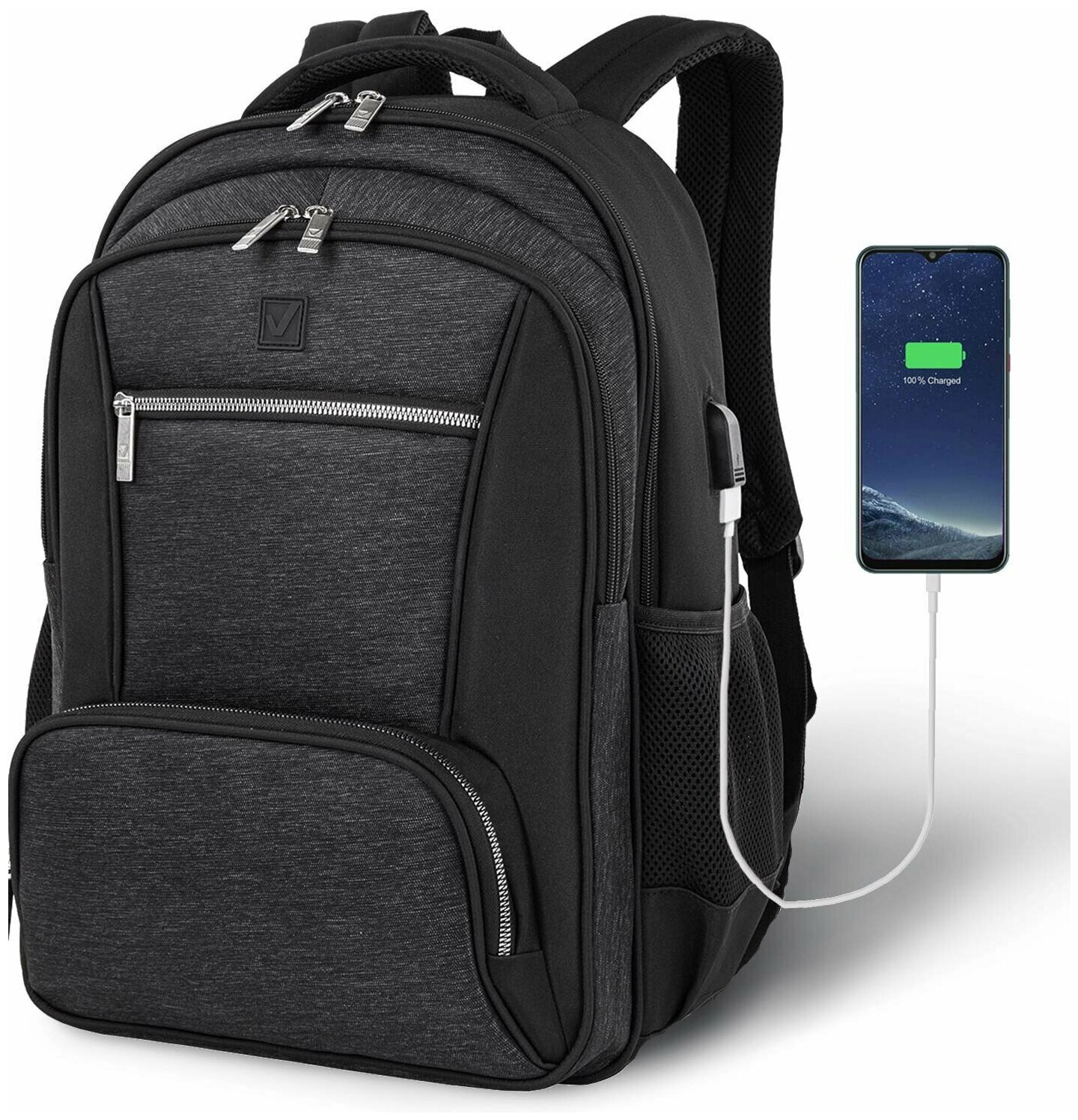 Рюкзак BRAUBERG URBAN универсальный, с отделением для ноутбука, серый/черный, 46х30х18 см, 270751, 270751