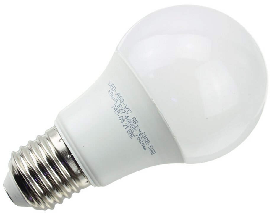 Упаковка ламп INHOME LED-A60-VC, 8Вт, 720lm, 30000ч, 4000К, E27, 10 шт. - фото №8