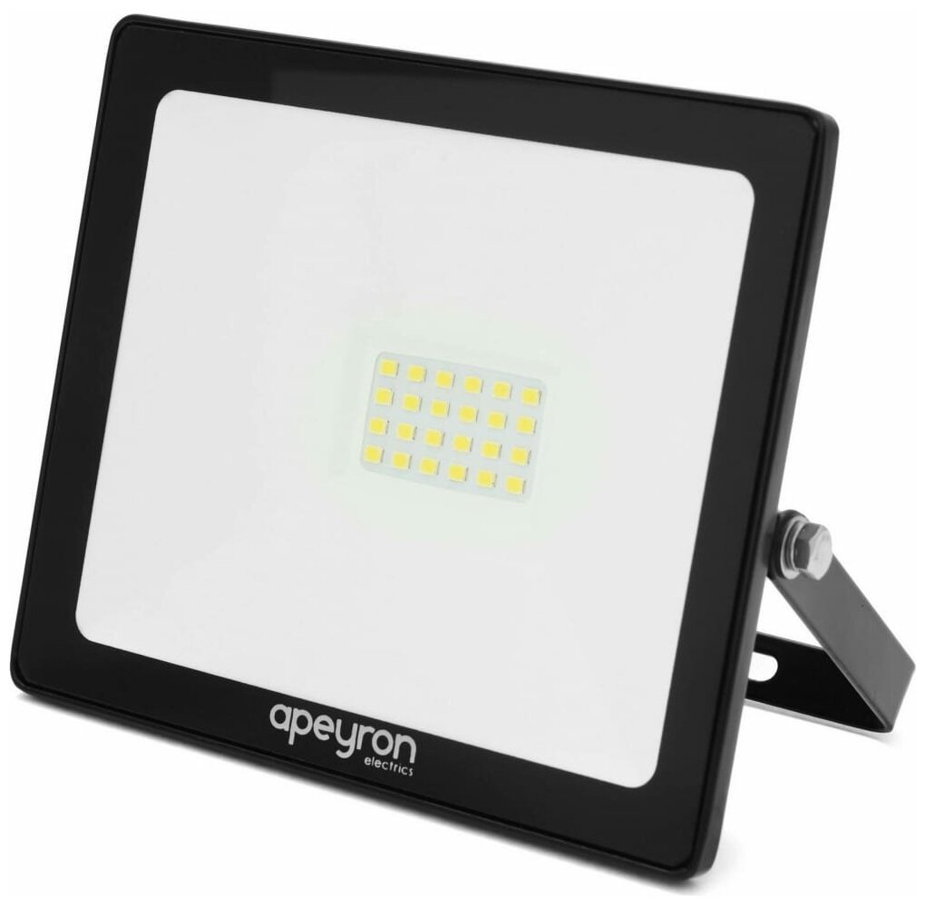 APEYRON светодиодный прожектор 30W(2400Lm) 6000K 6K SMD IP65 141х121х25ХБ черн металл 05-39