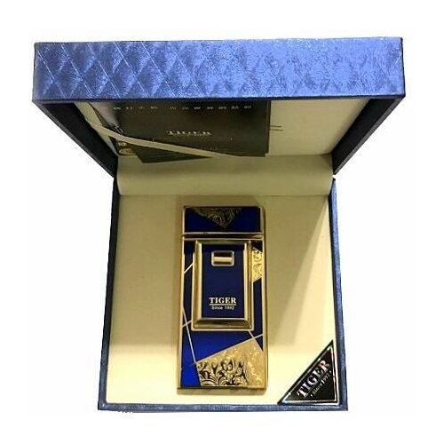 Электроимпульсная USB зажигалка Tiger DB915 синяя (узор)