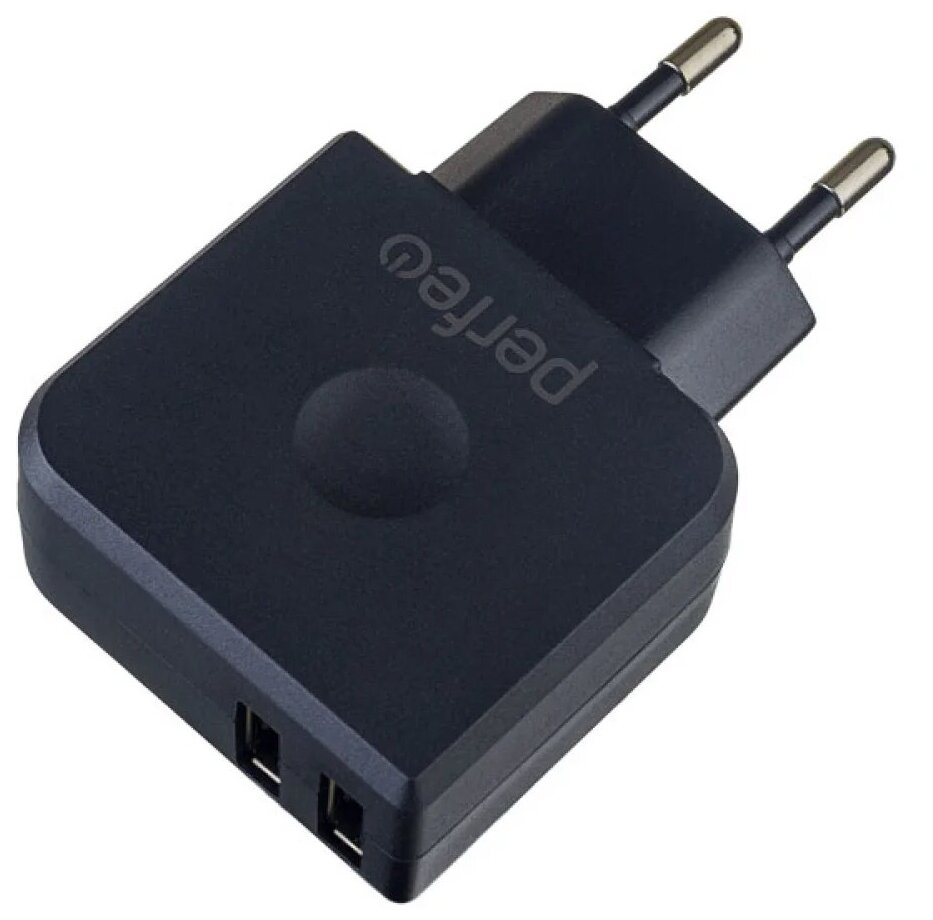 Сетевое зарядное устройство Perfeo с двумя разъемами USB, 3.4А, черный (I4623)
