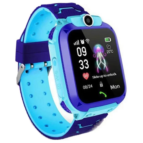 Умные часы для детей Sogood Q12 / смарт-часы детские с обратным звонком, телефоном, GPS-трекером, кнопкой SOS сине-голубой
