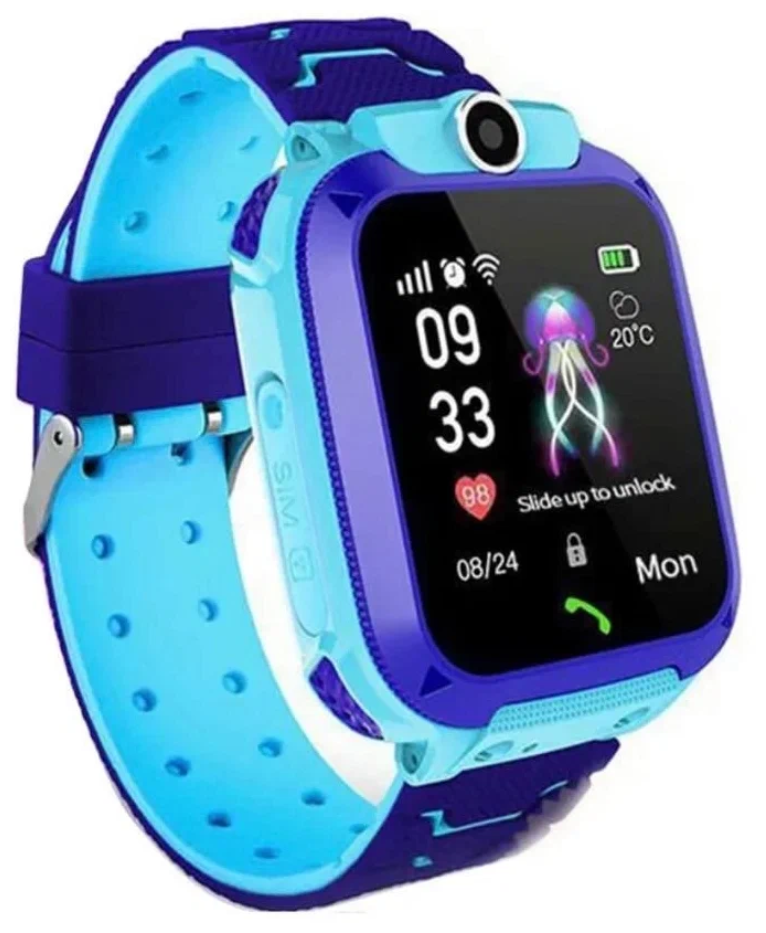 Умные часы для детей Sogood Q12 / смарт-часы детские с обратным звонком, телефоном, GPS-трекером, кнопкой SOS сине-голубой