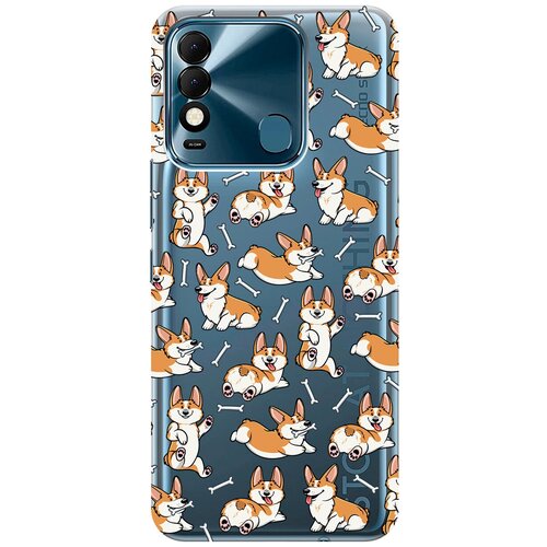 Силиконовый чехол с принтом Corgi Pattern для Tecno Spark 8 / Техно Спарк 8 чехол книжка corgi pattern на tecno spark 10 техно спарк 10 с 3d эффектом золотой